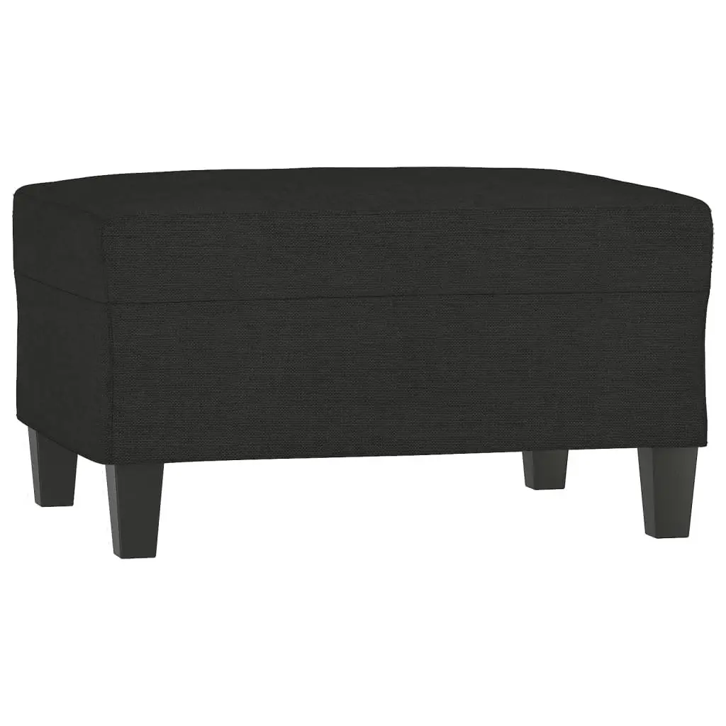 Sofa Set Durable Fabric Black Compact 4 Piece with Throw Pillows and Footstool