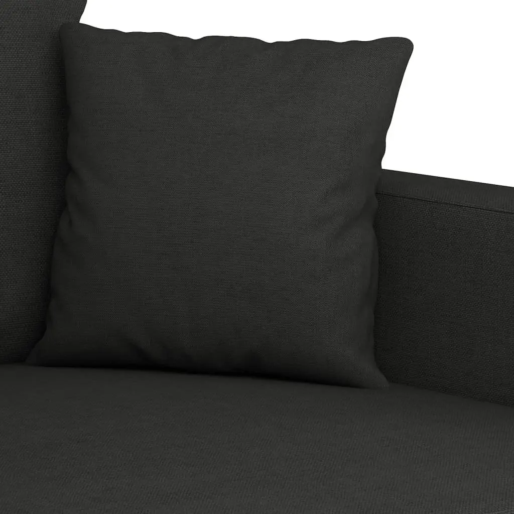 Sofa Set Durable Fabric Black Compact 4 Piece with Throw Pillows and Footstool