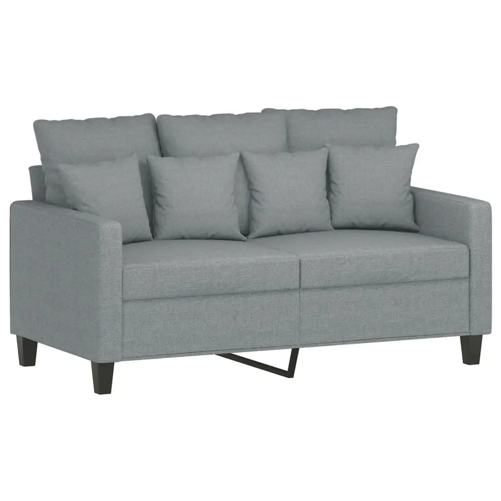 2 Piece Sofa Set Grey Fabric Lounge Suite with Cushions Living Room Seating
