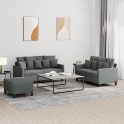 Your 3 Piece Grey Sofa Set with Footstool Awaits