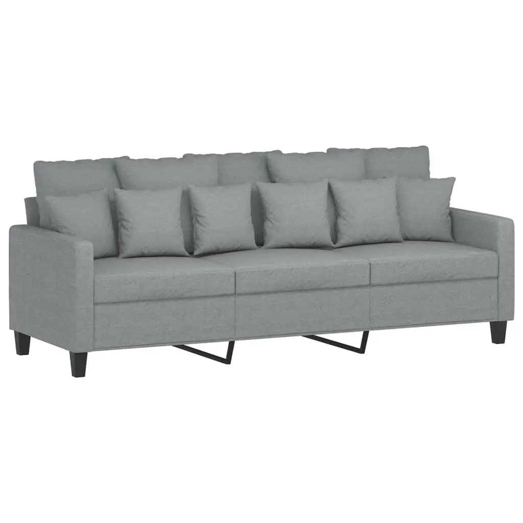 2 Piece Sofa Set Grey Fabric Lounge Suite Comfortable Padded Seating Armrests