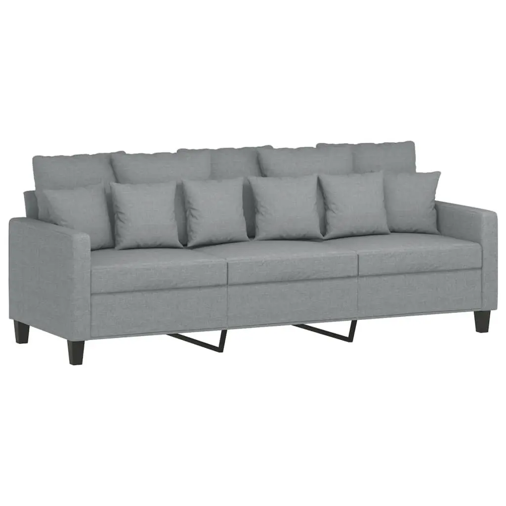 3 Piece Sofa Set with Footstool Grey Fabric Living Room Lounge Seating Suite