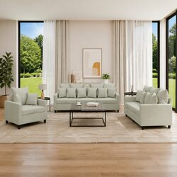 Your Friendly Grey Velvet 3 Piece Sofa Set Awaits