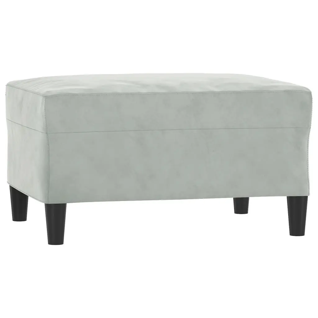 4 Piece Grey Velvet Sofa Set with Cushions Footstool Living Room Furniture