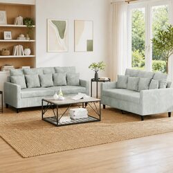 Your New Favorite 2 Piece Grey Velvet Sofa Set