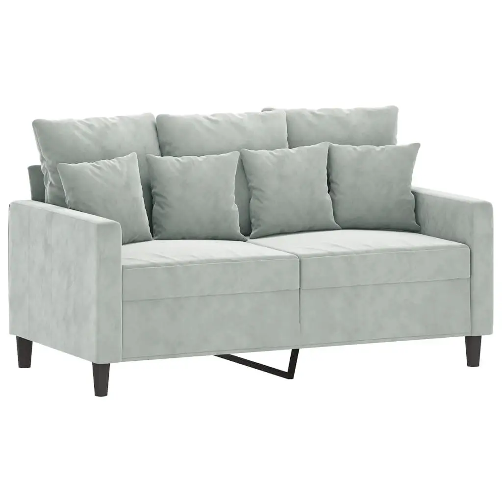 3 Piece Sofa Set with Footstool Grey Velvet Living Room Furniture Lounge Suite