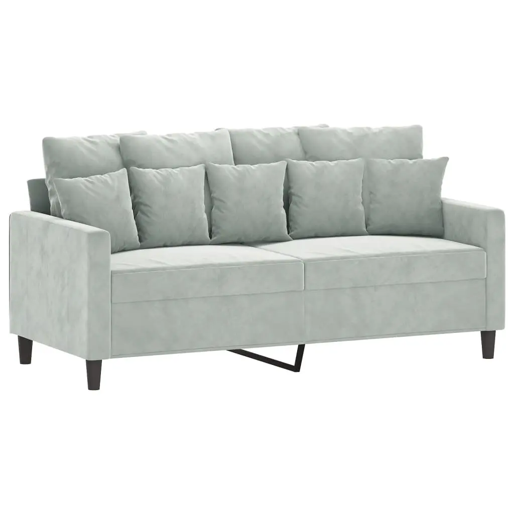 3 Piece Sofa Set with Footstool Grey Velvet Living Room Furniture Lounge Suite