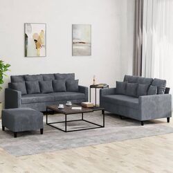 Friendly 3 Piece Grey Velvet Sofa Set for You