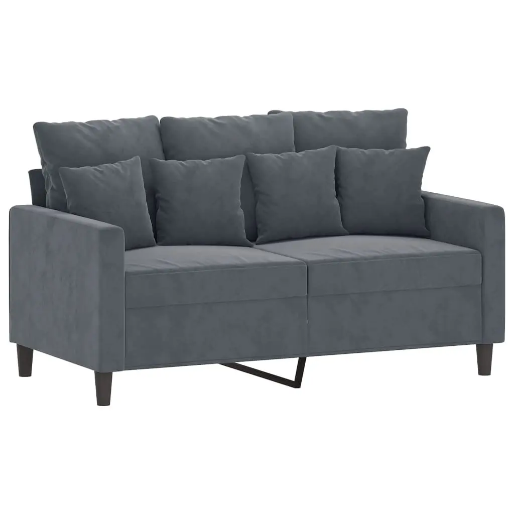 3 Piece Sofa Set with Footstool Cushions Grey Velvet Lounge Suite Living Room
