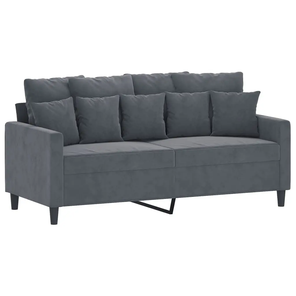 3 Piece Sofa Set with Footstool Cushions Grey Velvet Lounge Suite Living Room