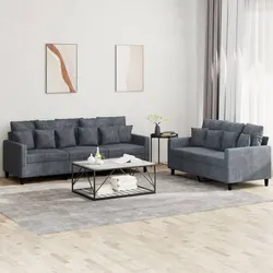 Your New Grey Velvet 2 Piece Sofa Set Awaits
