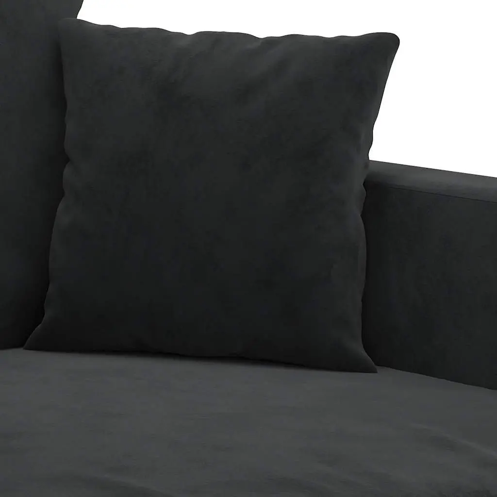 2 Piece Sofa Set with Cushions Black Velvet Comfortable Seating Living Room