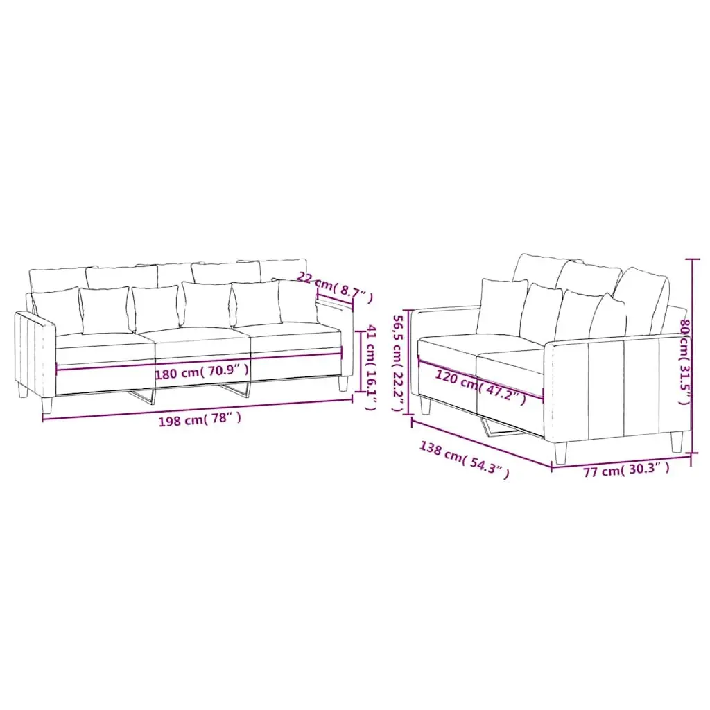 2 Piece Sofa Set with Cushions Black Velvet Comfortable Seating Living Room
