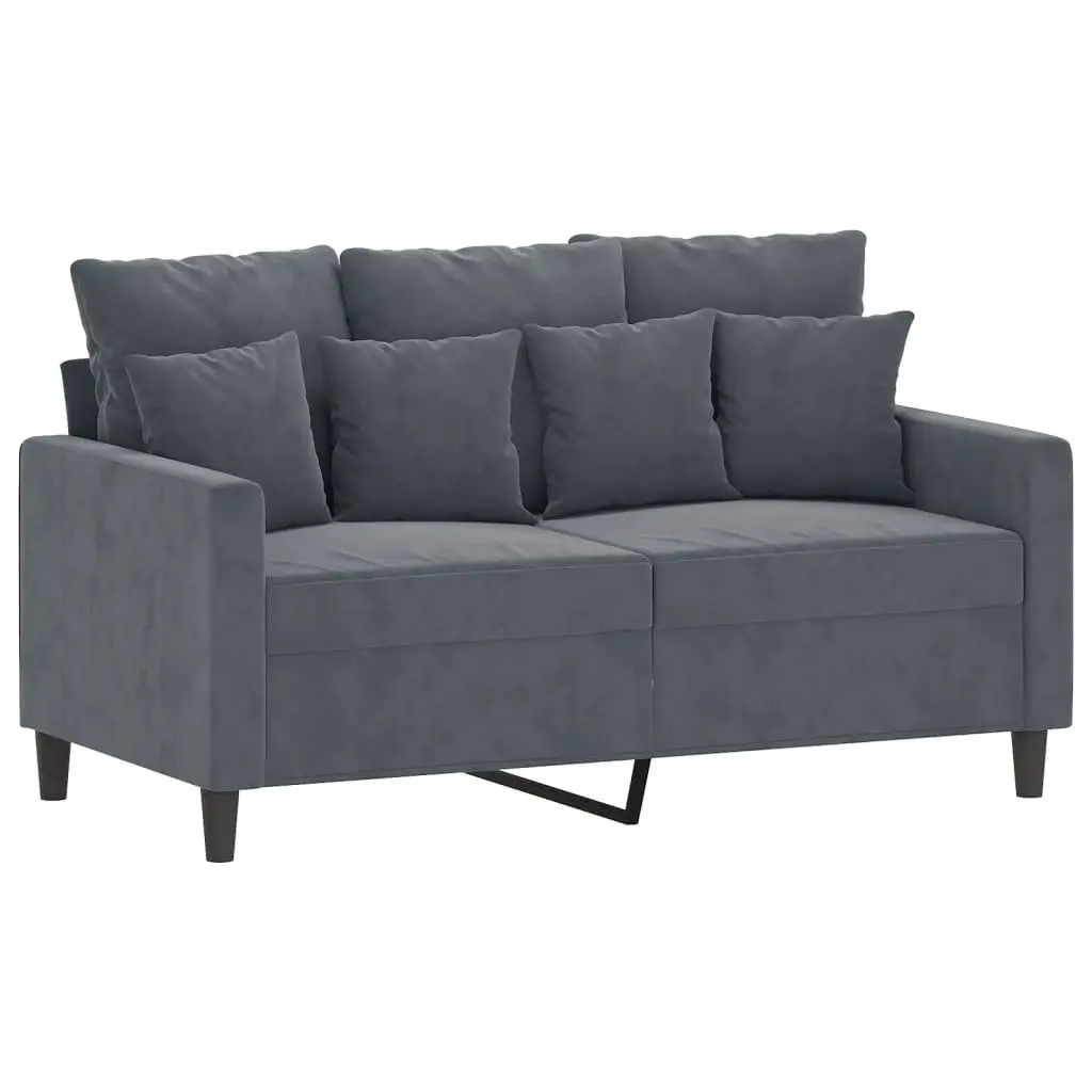 3 Piece Sofa Set Grey Velvet Lounge Suite with Footstool