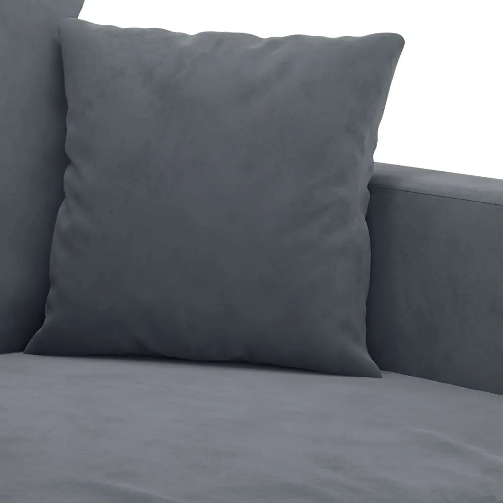 3 Piece Sofa Set Grey Velvet Lounge Suite with Footstool
