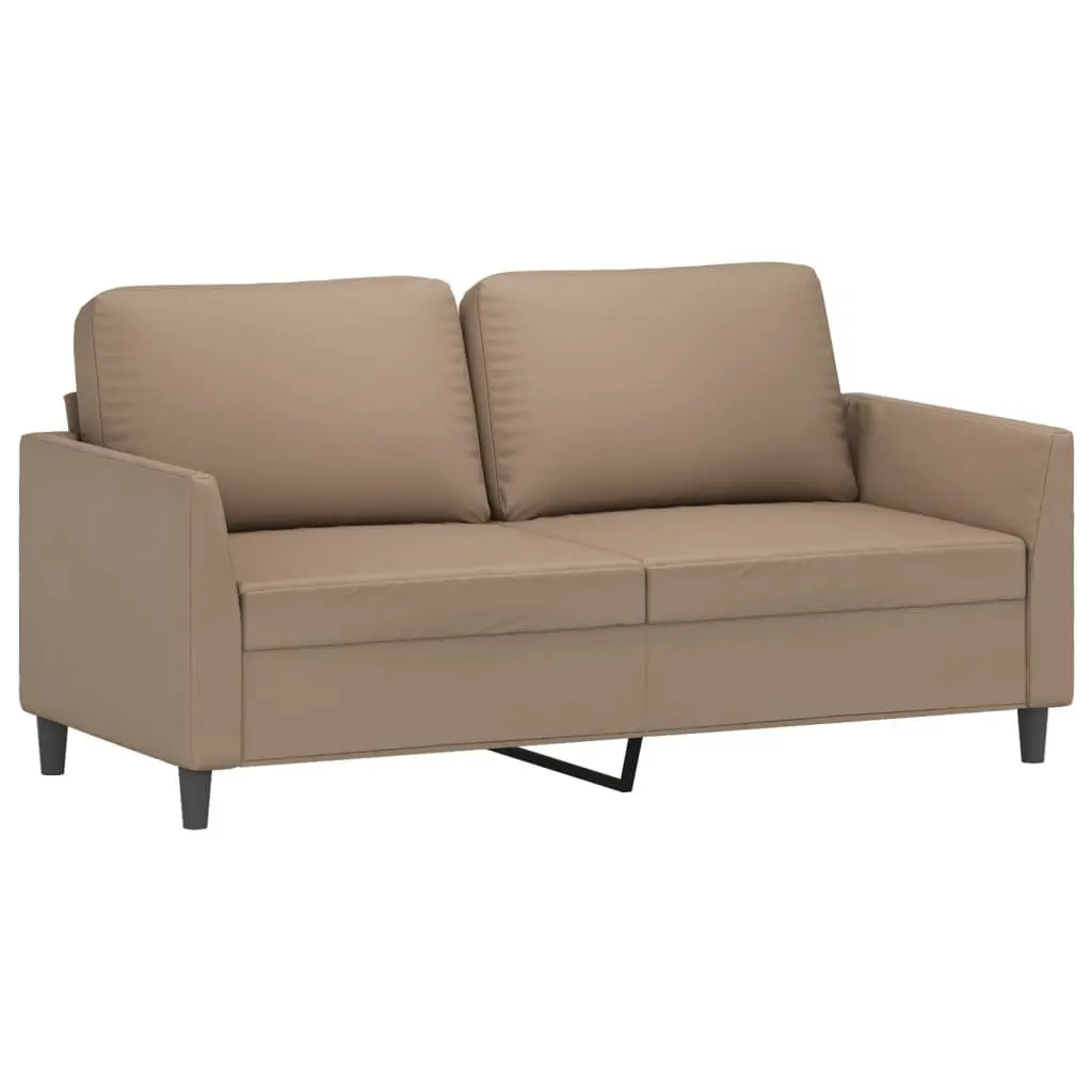 2 Piece Sofa Set Brown Faux Leather Cushioned Couch