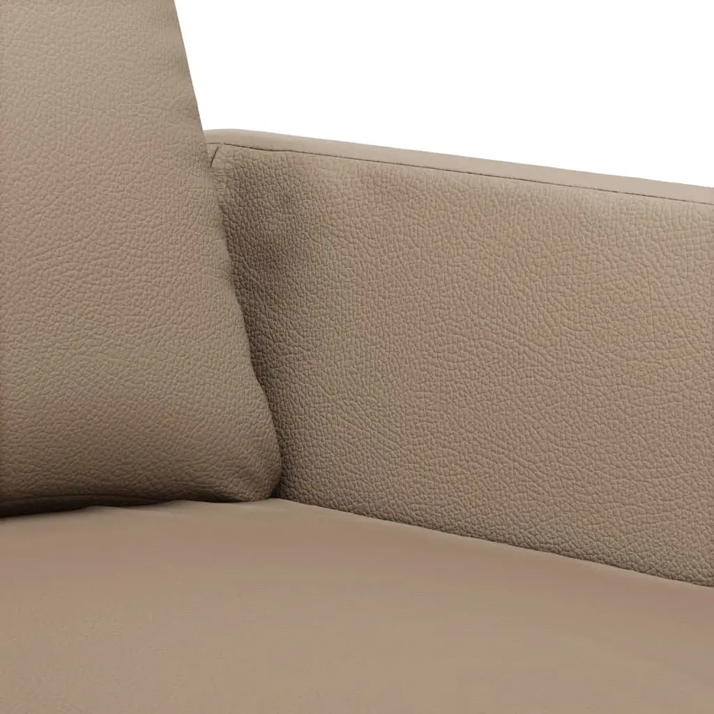 2 Piece Sofa Set Brown Faux Leather Cushioned Couch