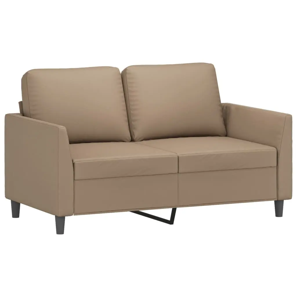 3 Piece Sofa Set Brown Faux Leather Compact Living Room Furniture