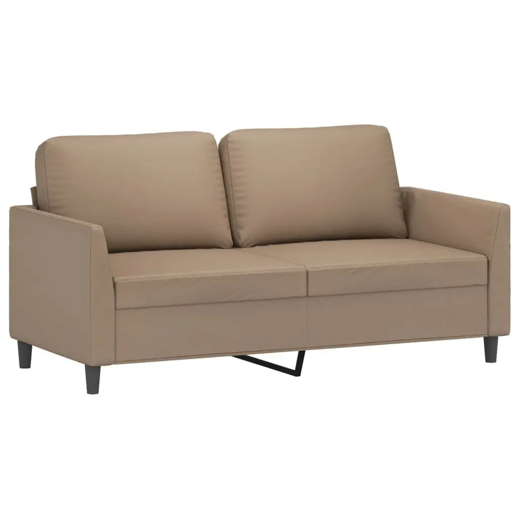 3 Piece Sofa Set Brown Faux Leather Compact Living Room Furniture