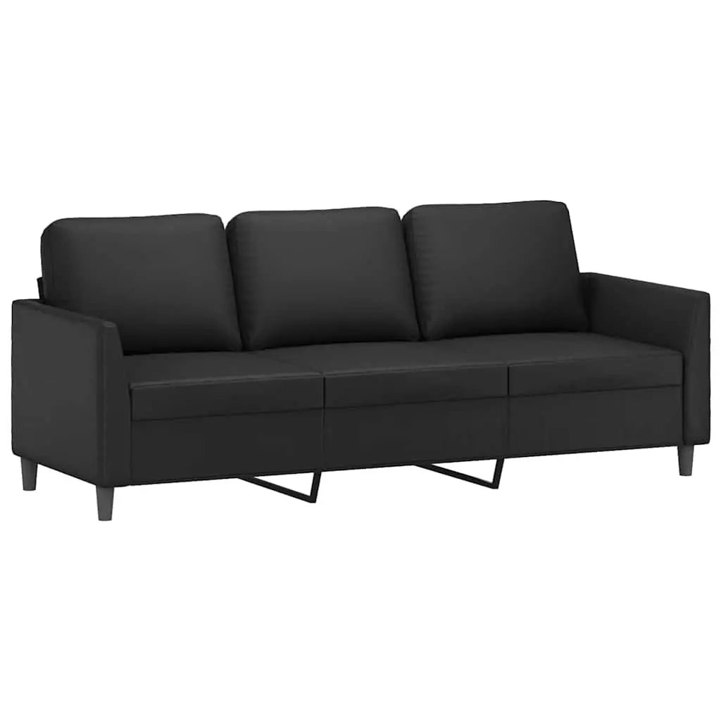 Black Faux Leather Sofa Set