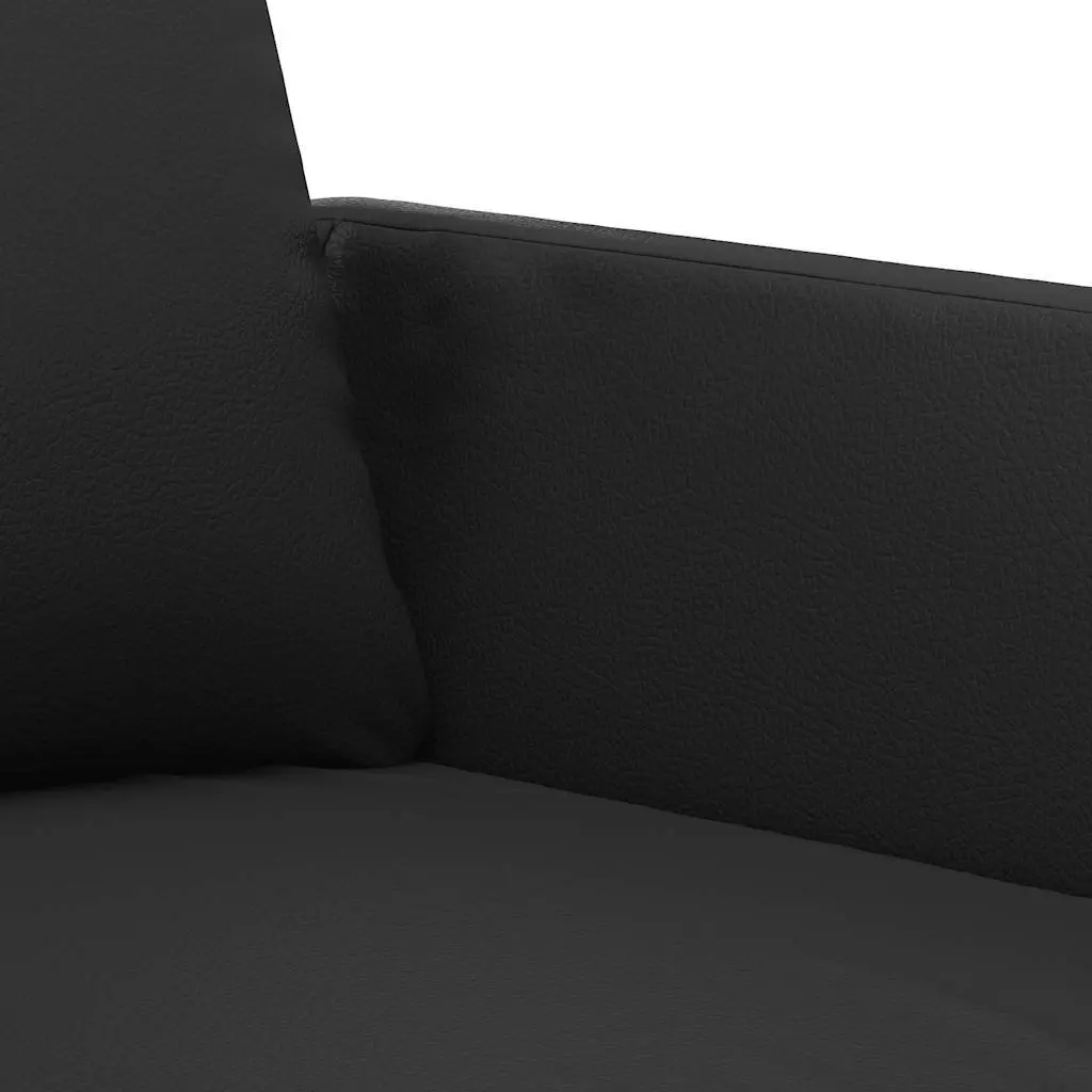 Black Faux Leather Sofa Set