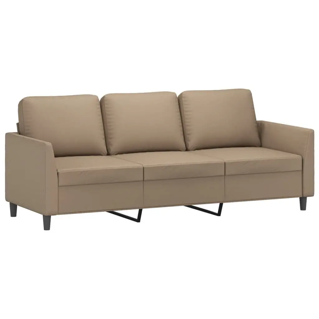 2 Piece Sofa Set Brown Faux Leather Couch Sturdy Plywood and Metal Frame
