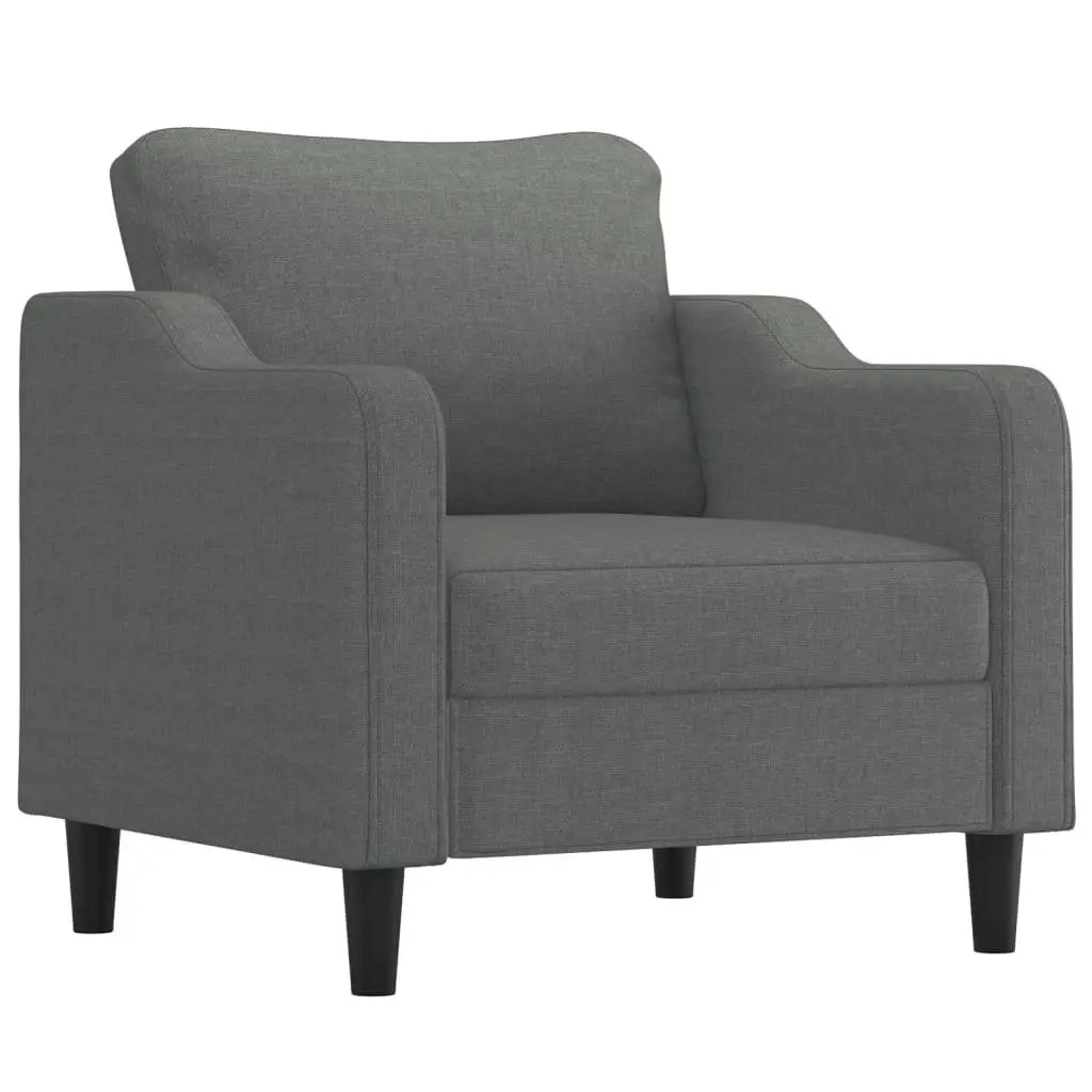 Sofa Set Grey Fabric 4 Piece Lounge Couch Armchair Footstool