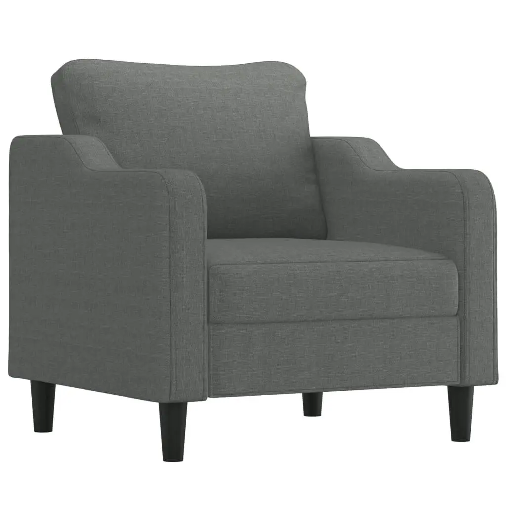 3 Piece Sofa Set Grey Fabric Couch Durable Upholstery