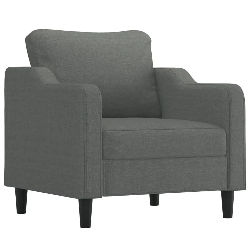Grey Fabric Lounge Suite 4 Piece Set with Footstool and Pillows for Living Room