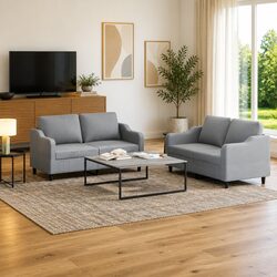 Friendly 2 Piece Grey Sofa Set for Relaxed Living