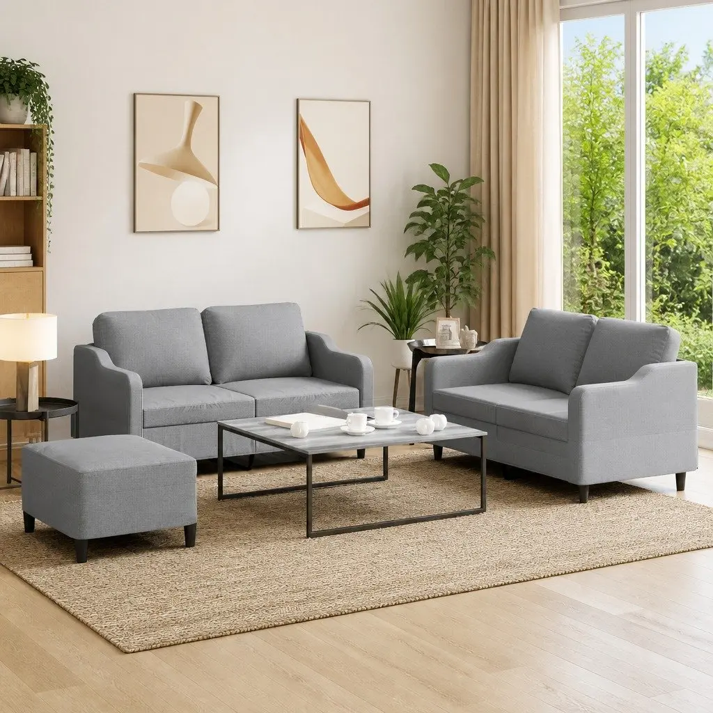 3 Piece Grey Sofa Set