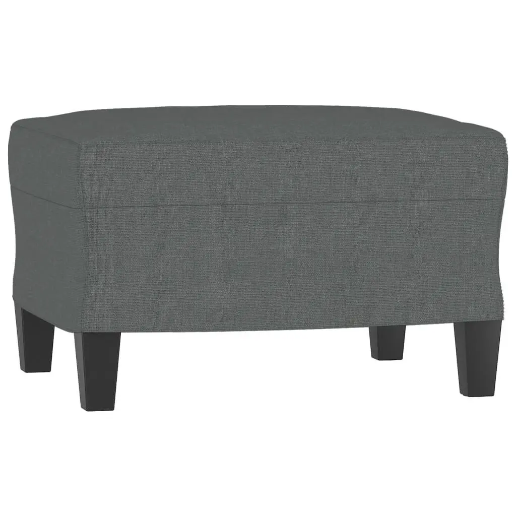 3 Piece Grey Fabric Sofa Set with Cushions and Footstool for Living Room
