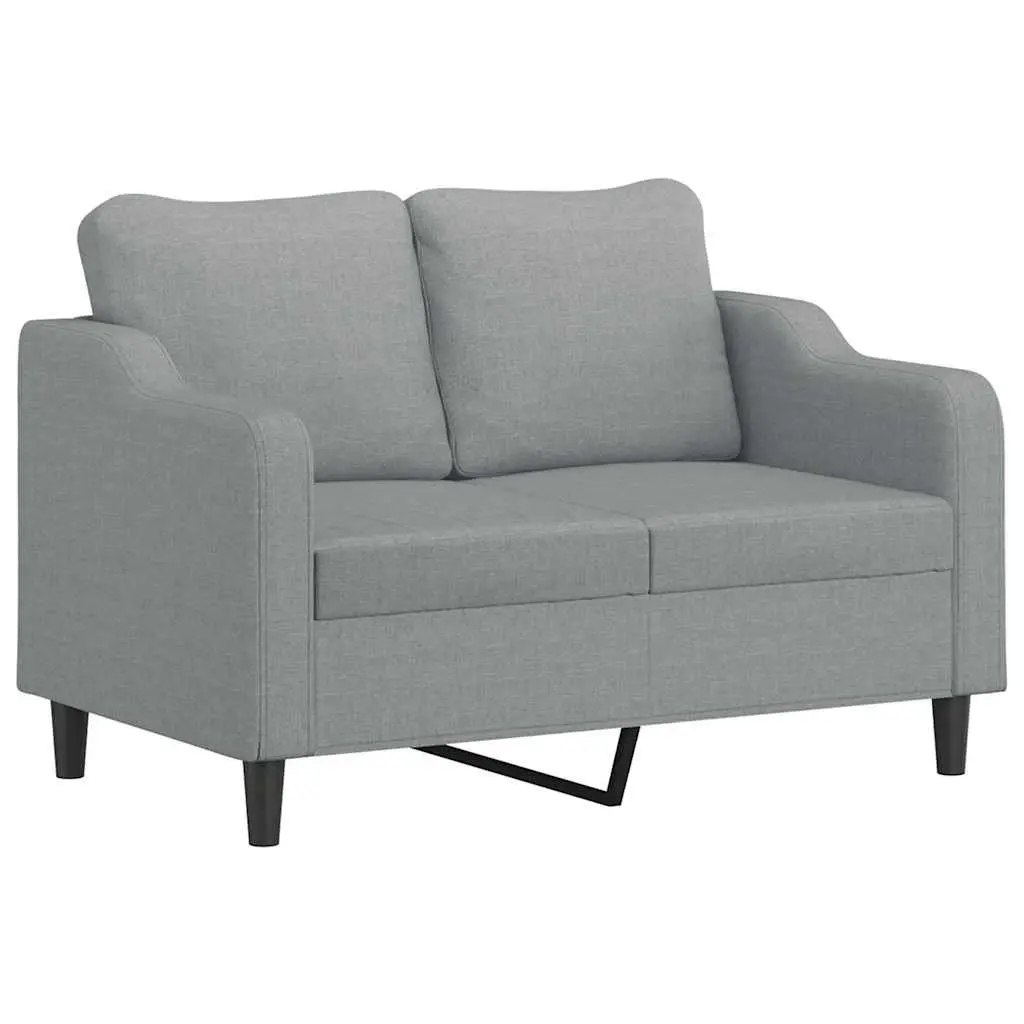 3 Piece Sofa Set with Pillows and Footstool Grey Fabric Living Room Lounge