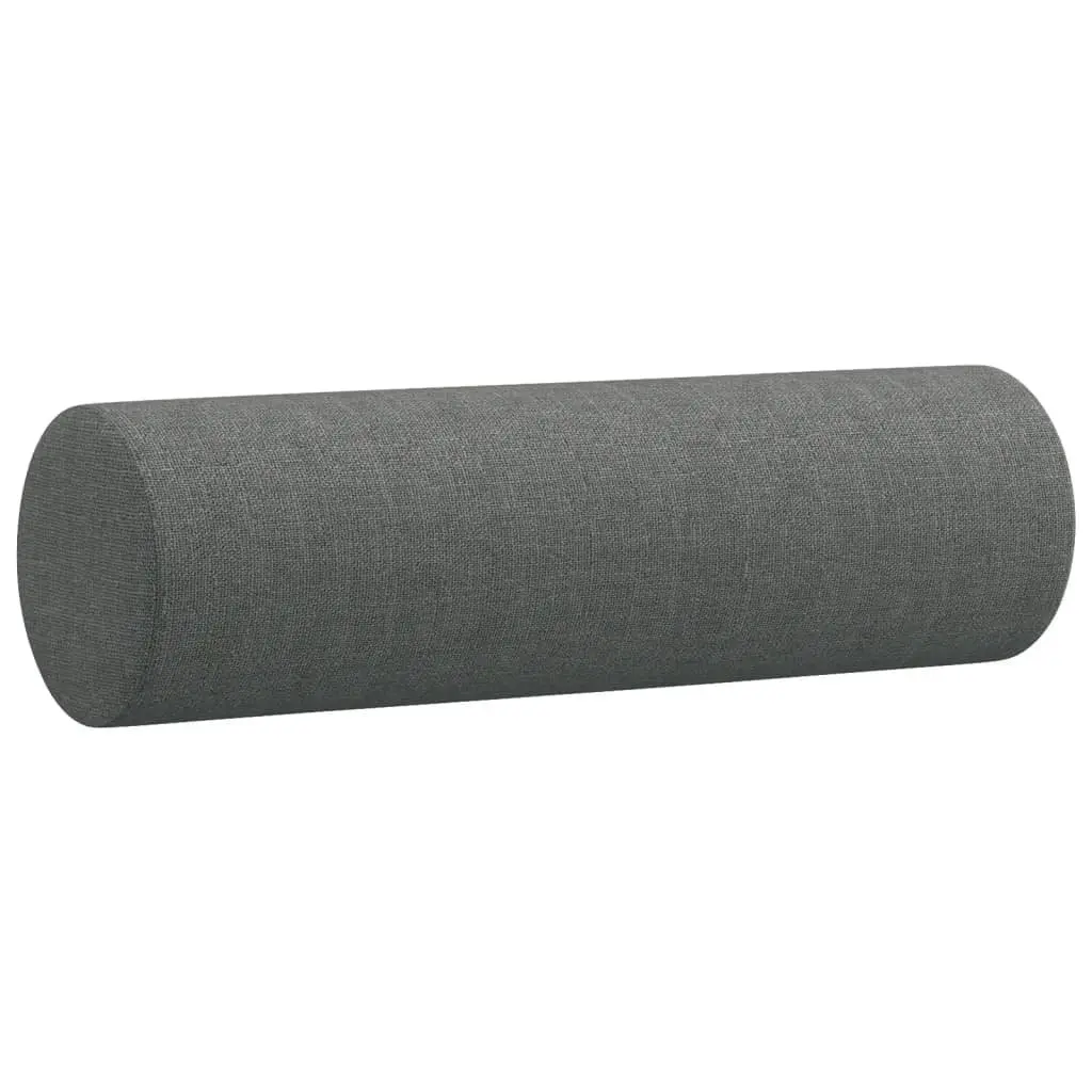 3 Piece Sofa Set Grey Fabric Padded Armrests Footstool Cylinder Pillows