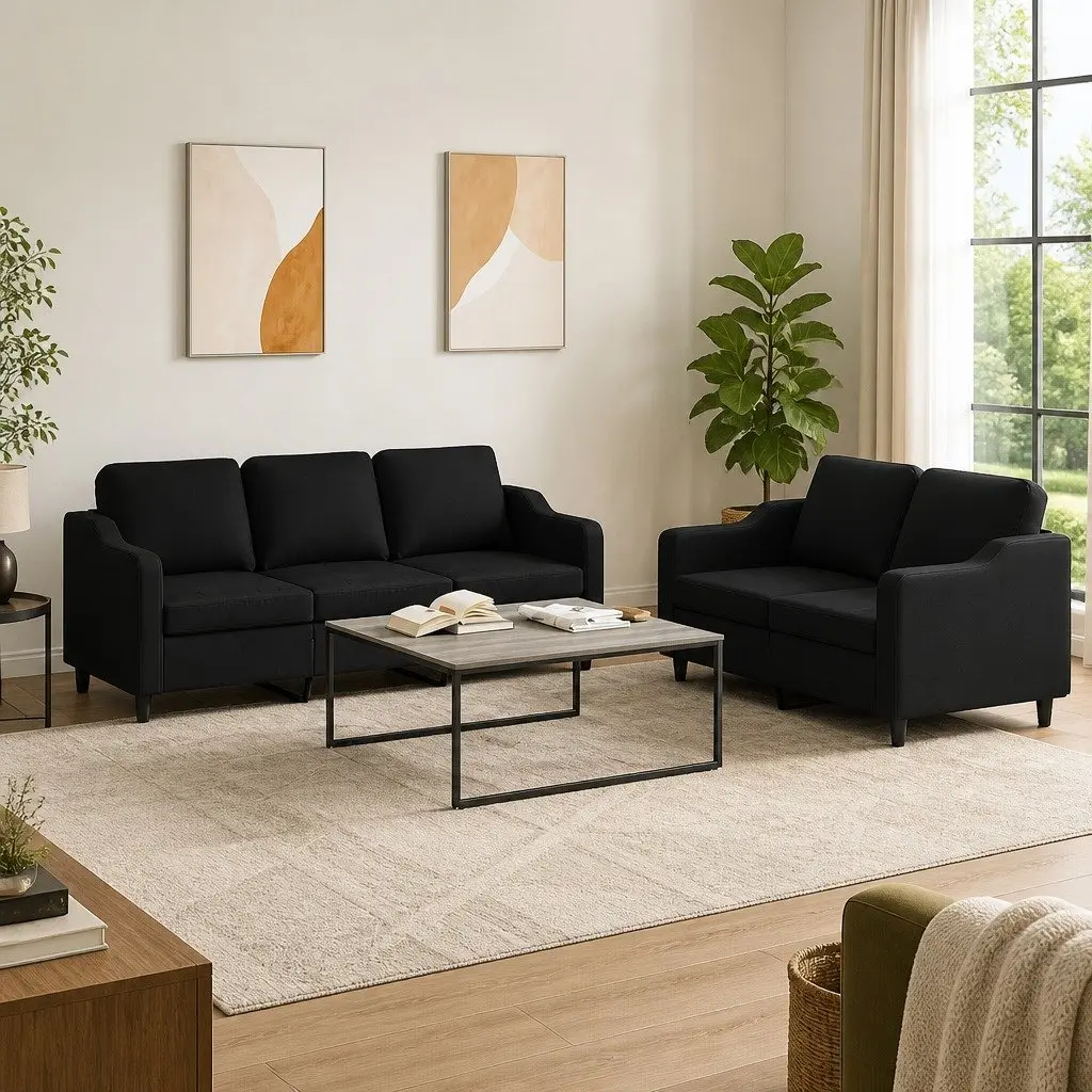 2-Piece Sofa Set in Black