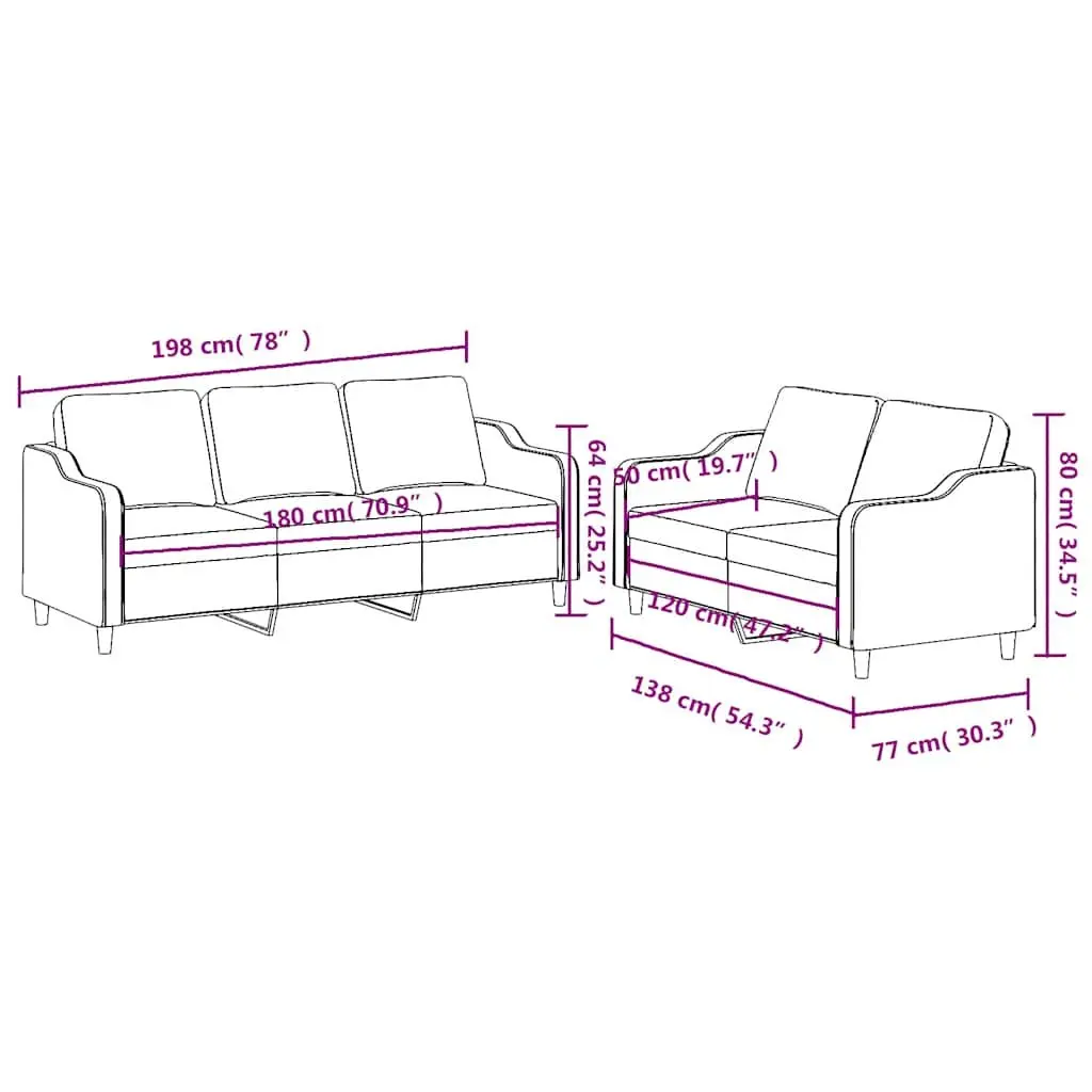 2-Piece Sofa Set in Black