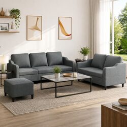 Your New 3 Piece Grey Fabric Sofa Set Awaits