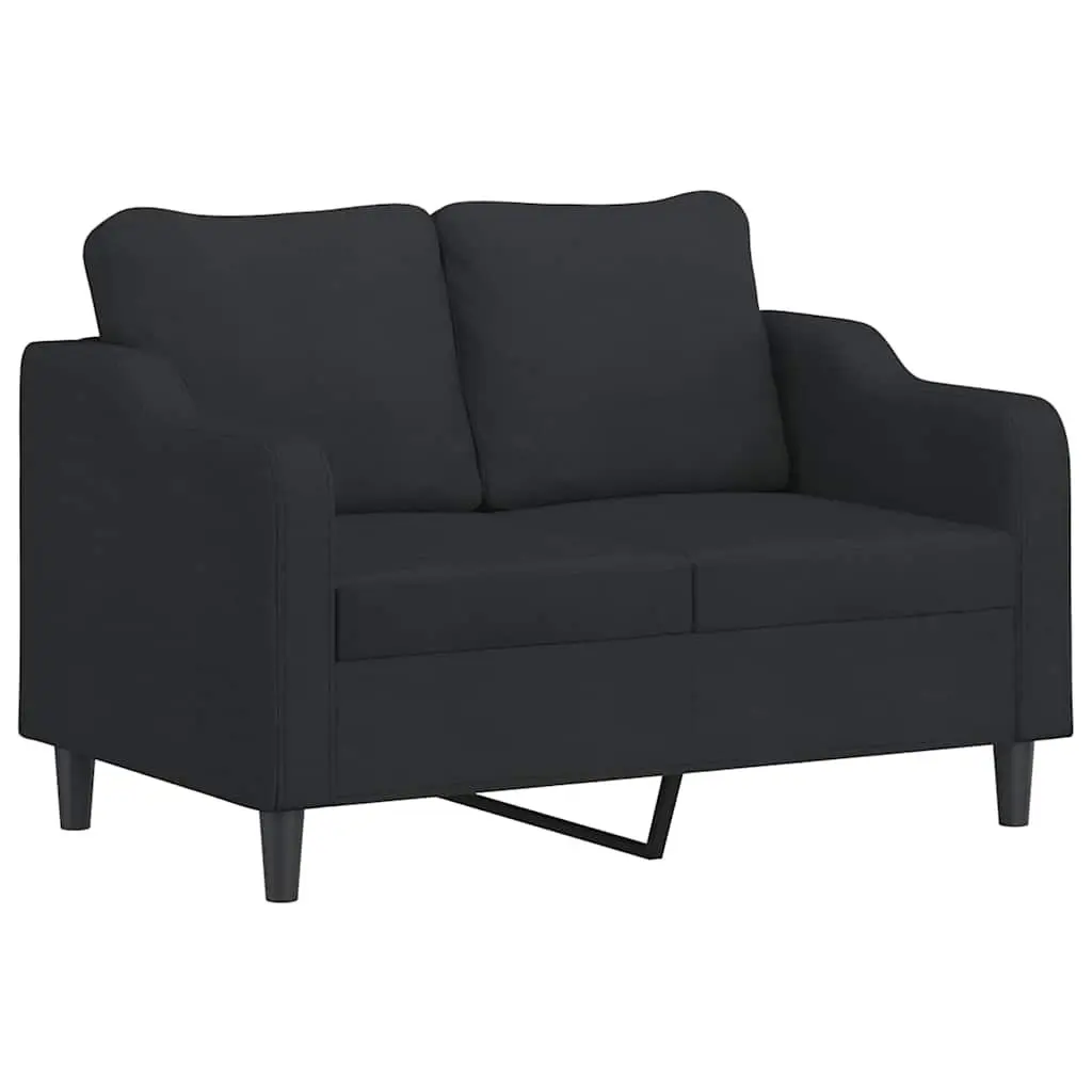 Black Fabric Sofa Set 3 Piece Lounge Suite with Footstool for Living Room