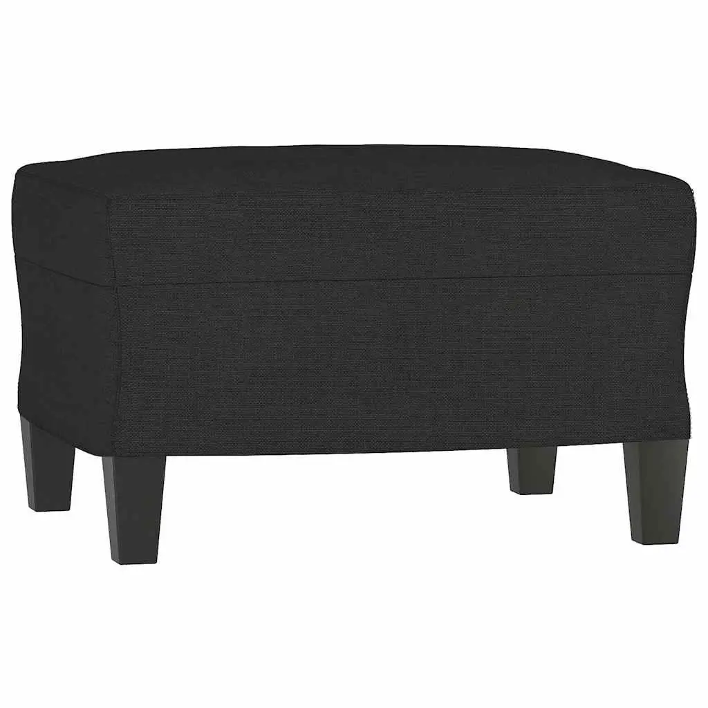 Black Fabric Sofa Set 3 Piece Lounge Suite with Footstool for Living Room