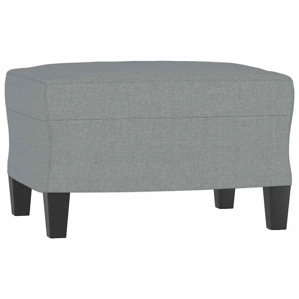 3 Piece Sofa Set with Footstool Padded Grey Fabric Living Room Lounge Pillows