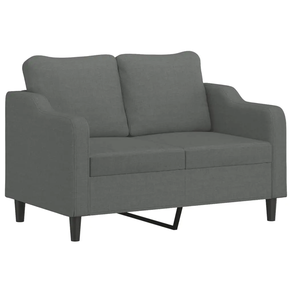 3 Piece Sofa Set with Footstool and Pillows Grey Fabric Living Room Furniture