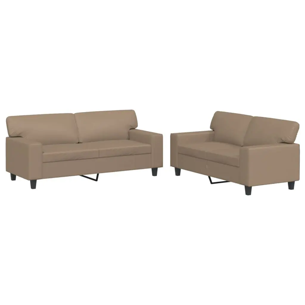 Brown Faux Leather Sofa Set