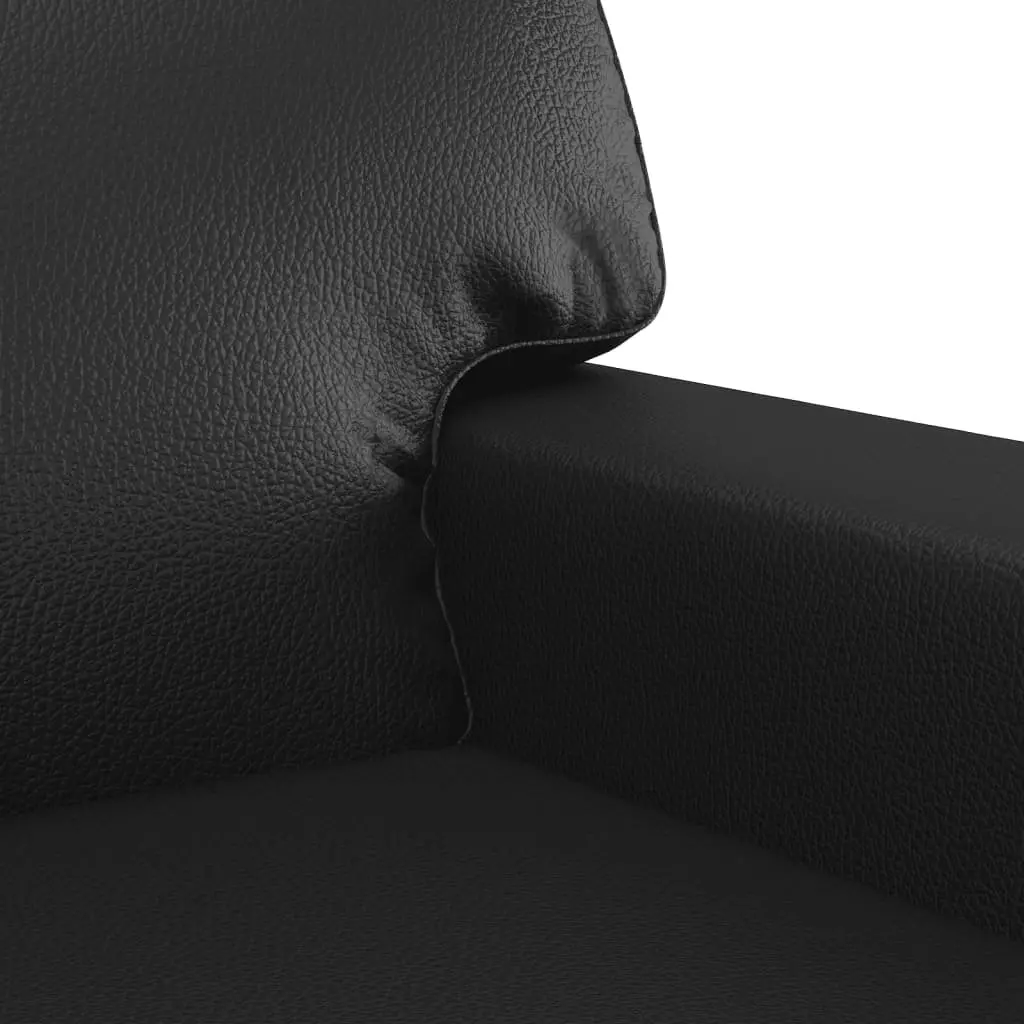 Black Sofa Set Durable Faux Leather 2 Piece