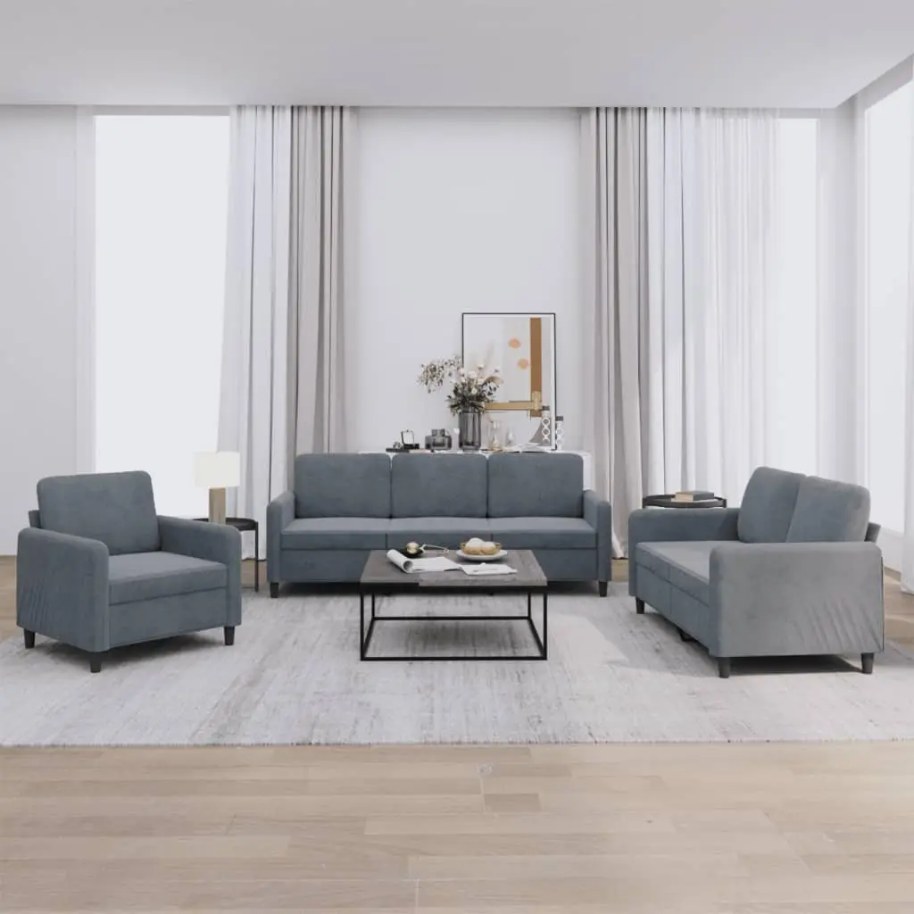 Grey Velvet Sofa Set for Relaxation