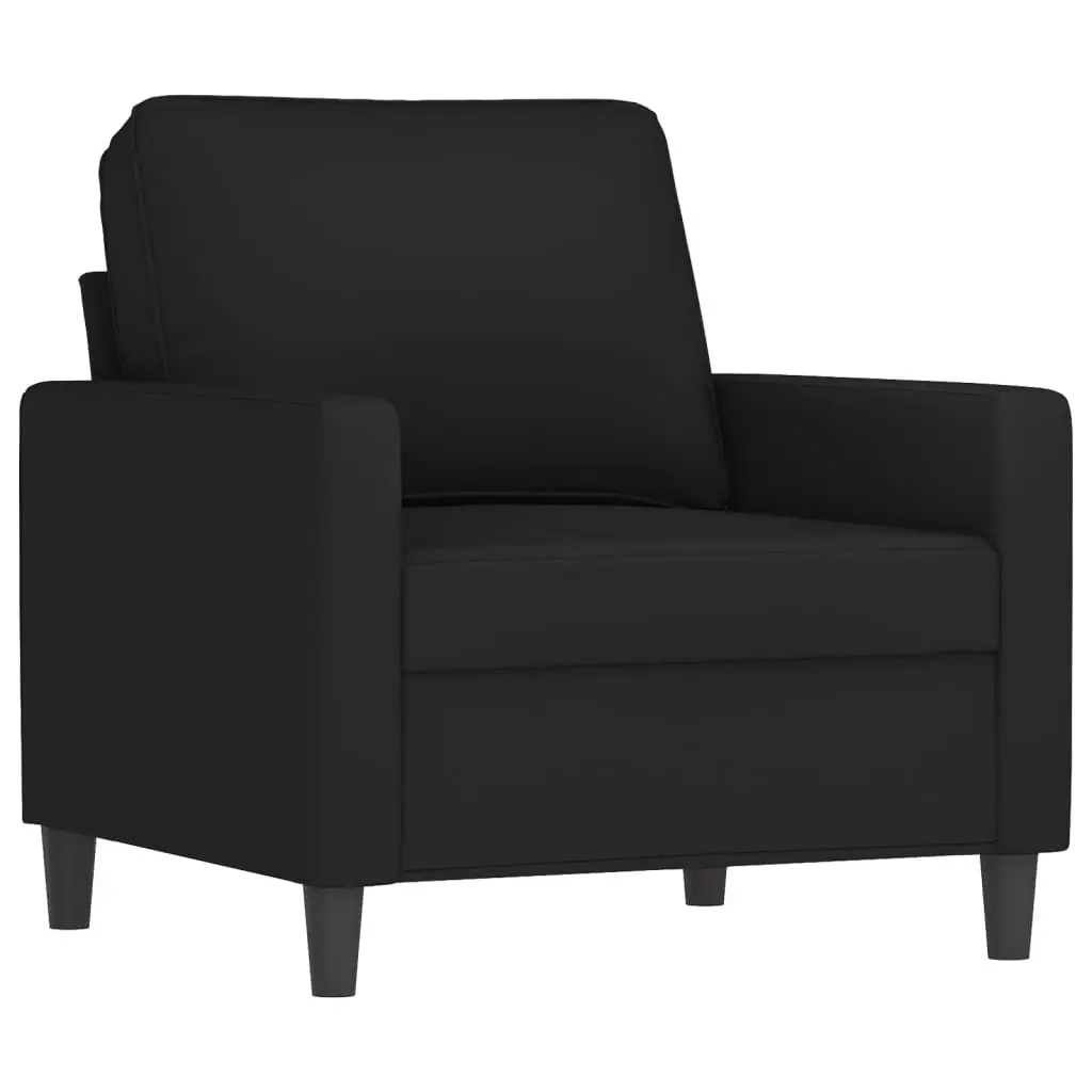4 Piece Sofa Set Black Velvet Compact Living Room Furniture Couch with Footstool