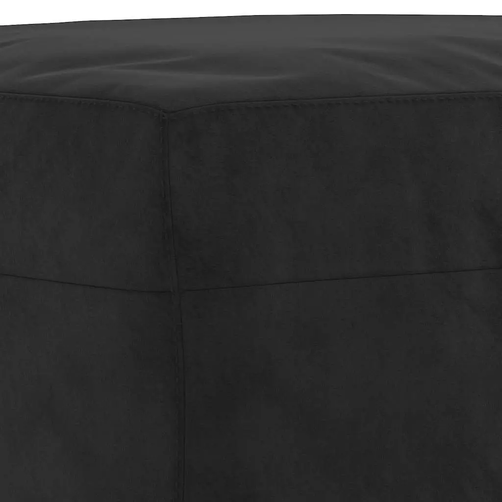 3 Piece Sofa Set Black Velvet Compact Living Room Furniture Couch Footstool