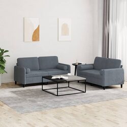Your New Grey Velvet Sofa Set: 2 Pieces with Pillows