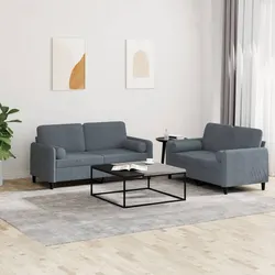 Your New Grey Velvet Sofa Set: 2 Pieces with Pillows