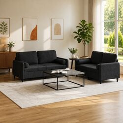 Your Friendly Black Velvet 2-Piece Sofa Set Awaits
