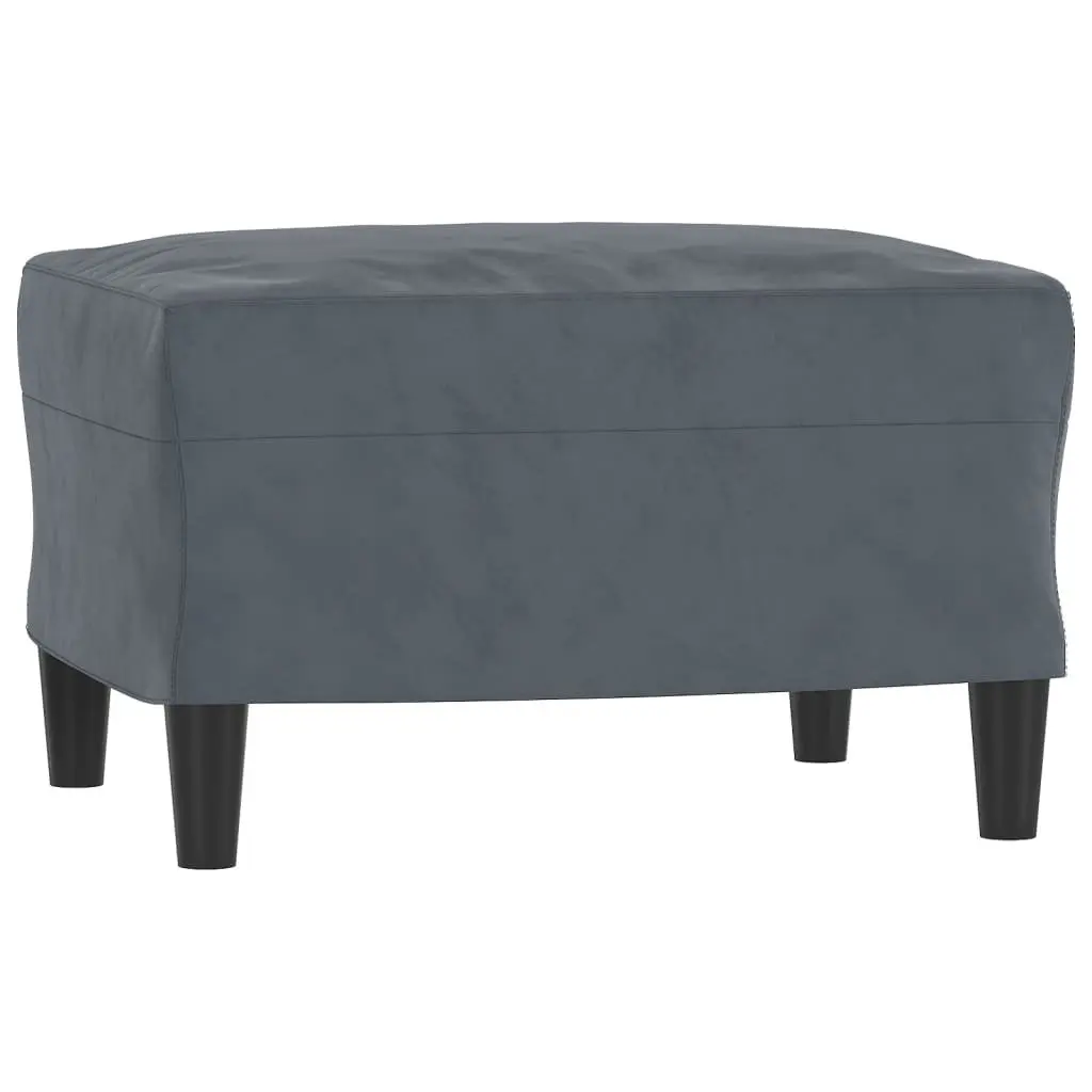 Sofa Set Grey Velvet 3 Piece with Pillows Footstool
